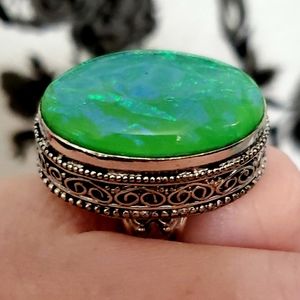 New Australian Triplet Opal 925 Silver Ring.